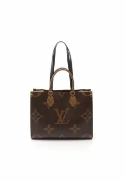 Pre-loved OnTheGo MM Classic Monogram Giant Reverse Shoulder Bag Tote Bag PVC Genuine Leather Brown Beige 2 Way Style LOUIS VUITTON