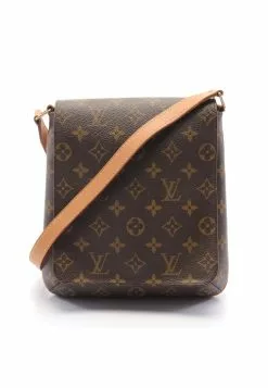 Pre-loved Musette salsa long stap Classic Monogram Shoulder Bag PVC Genuine Leather Brown LOUIS VUITTON