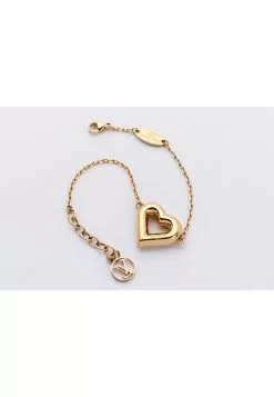 Pre-Loved Louis Vuitton V Bracelet Heart Shape (M61143) Gold Color, with Dust Cover & Box -Louis Vuitton Shop louis vuitton 8110 8838706 3