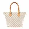 Pre-loved LOUIS VUITTON Saleya PM white Checkered Handbag Tote Bag PVC Genuine Leather white