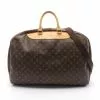 Pre-loved LOUIS VUITTON Alize 2 poches Classic Monogram Boston Bag PVC Genuine Leather Brown 2 Way Style