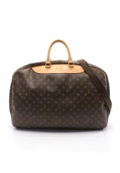 Pre-loved LOUIS VUITTON Alize 2 poches Classic Monogram Boston Bag PVC Genuine Leather Brown 2 Way Style