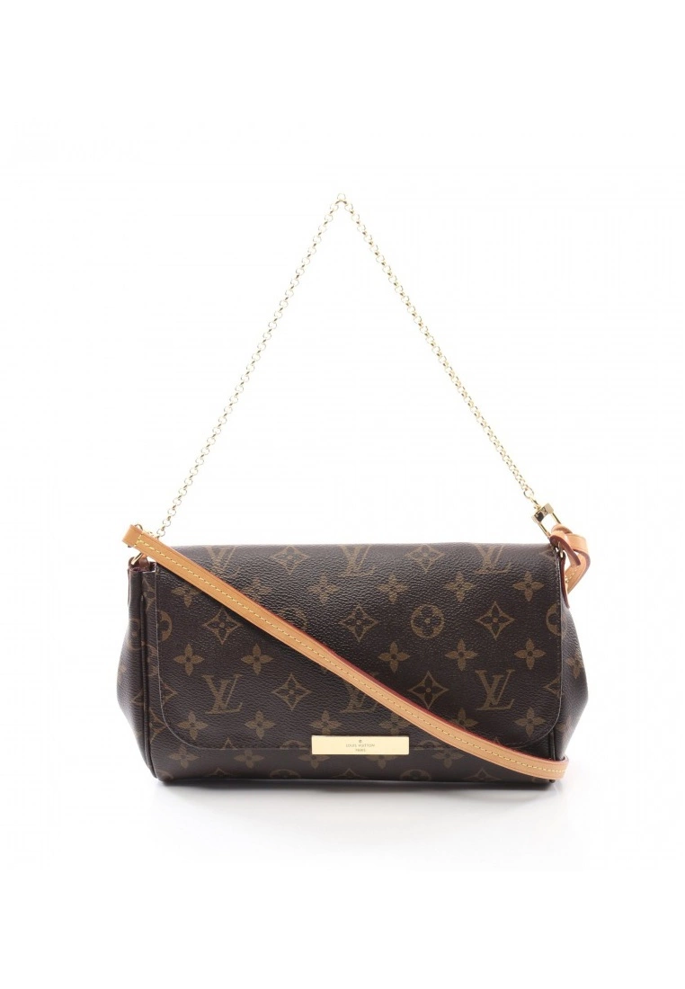 Pre-loved LOUIS VUITTON Favorite MM Classic Monogram Chain Handbag PVC Genuine Leather Brown 2 Way Style 3 Pre-loved LOUIS VUITTON Favorite MM Classic Monogram Chain Handbag PVC Genuine Leather Brown 2 Way Style