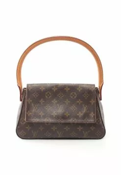 Pre-loved LOUIS VUITTON Mini Looping Classic Monogram Handbag PVC Genuine Leather Brown