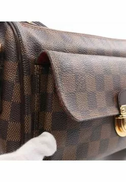 Pre-loved LOUIS VUITTON Ravello GM Black Checkered Shoulder Bag PVC Genuine Leather Brown 2 Way Style Non original Continental Bag Strap -Louis Vuitton Shop louis vuitton 8477 6257536 8