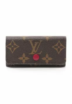 Pre-loved LOUIS VUITTON Multicore4 Classic Monogram peach red 4 wells Key Pouch PVC Genuine Leather Brown pink purple