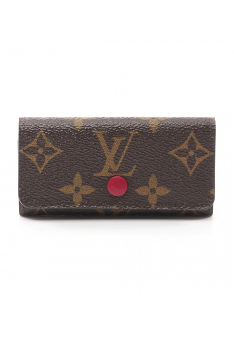 Pre-loved LOUIS VUITTON Multicore4 Classic Monogram peach red 4 wells Key Pouch PVC Genuine Leather Brown pink purple 3 Pre-loved LOUIS VUITTON Multicore4 Classic Monogram peach red 4 wells Key Pouch PVC Genuine Leather Brown pink purple