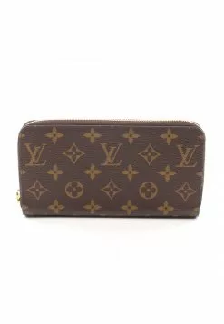 Pre-loved LOUIS VUITTON Classic Monogram peach red Round Edge Zipper Continental Wallet PVC Brown pink purple
