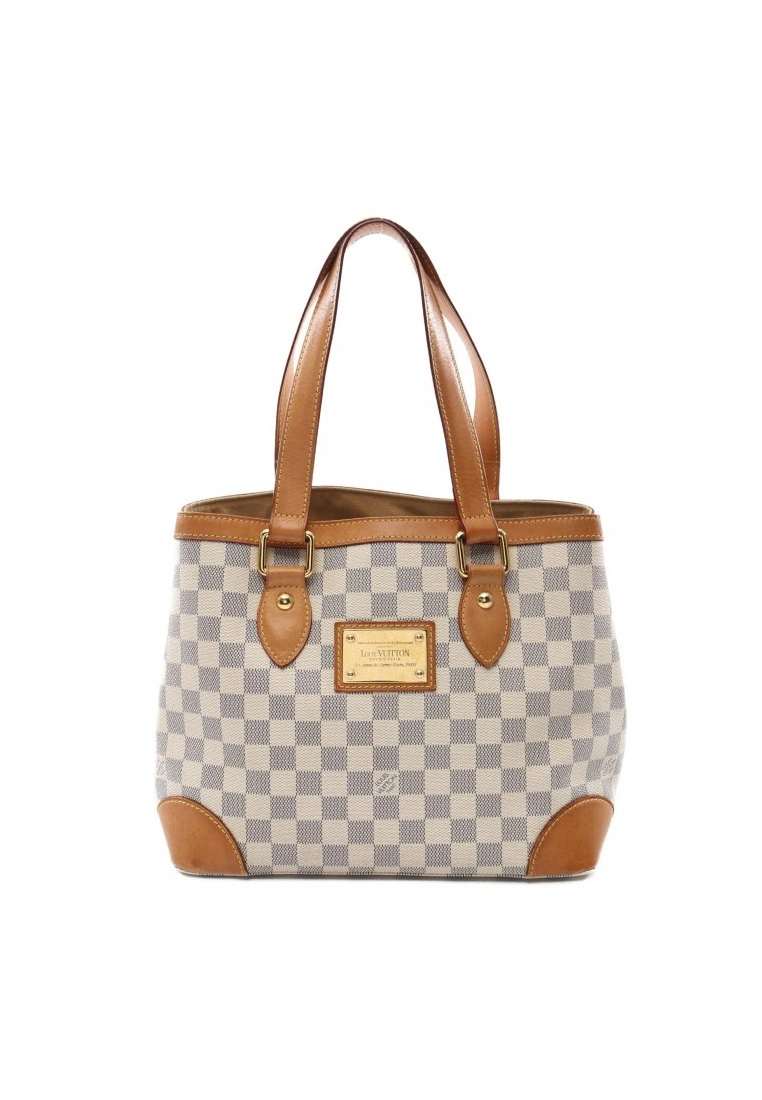 Pre-loved LOUIS VUITTON Hampstead PM white Checkered Handbag Tote Bag PVC Genuine Leather white 3 Pre-loved LOUIS VUITTON Hampstead PM white Checkered Handbag Tote Bag PVC Genuine Leather white