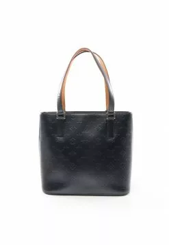 Pre-loved LOUIS VUITTON Stockton Classic Monogram Frosted Blue Genuine Leather Handbag Navy