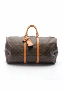 Pre-loved LOUIS VUITTON Keepall55 Classic Monogram Duffle Bag PVC Genuine Leather Brown