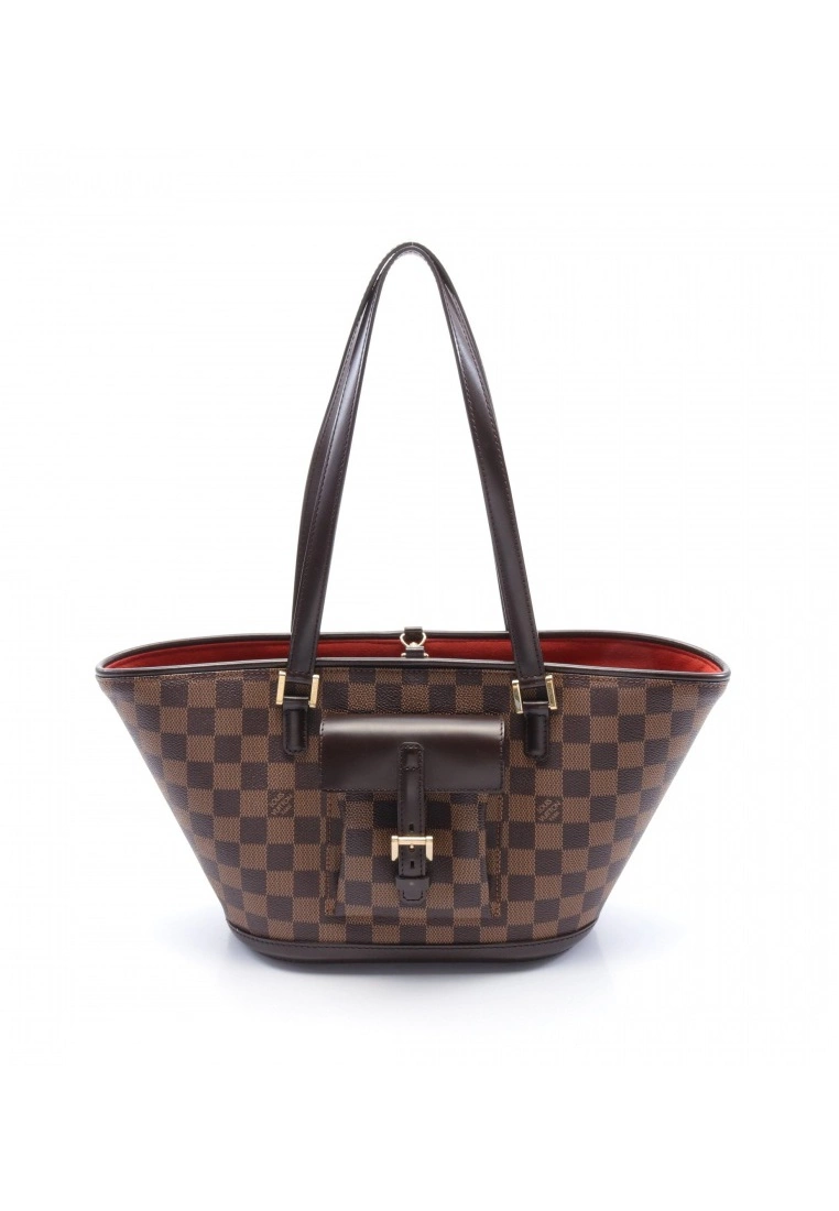 Pre-loved LOUIS VUITTON Manosque PM Black Checkered Shoulder Bag Tote Bag PVC Genuine Leather Brown 3 Pre-loved LOUIS VUITTON Manosque PM Black Checkered Shoulder Bag Tote Bag PVC Genuine Leather Brown