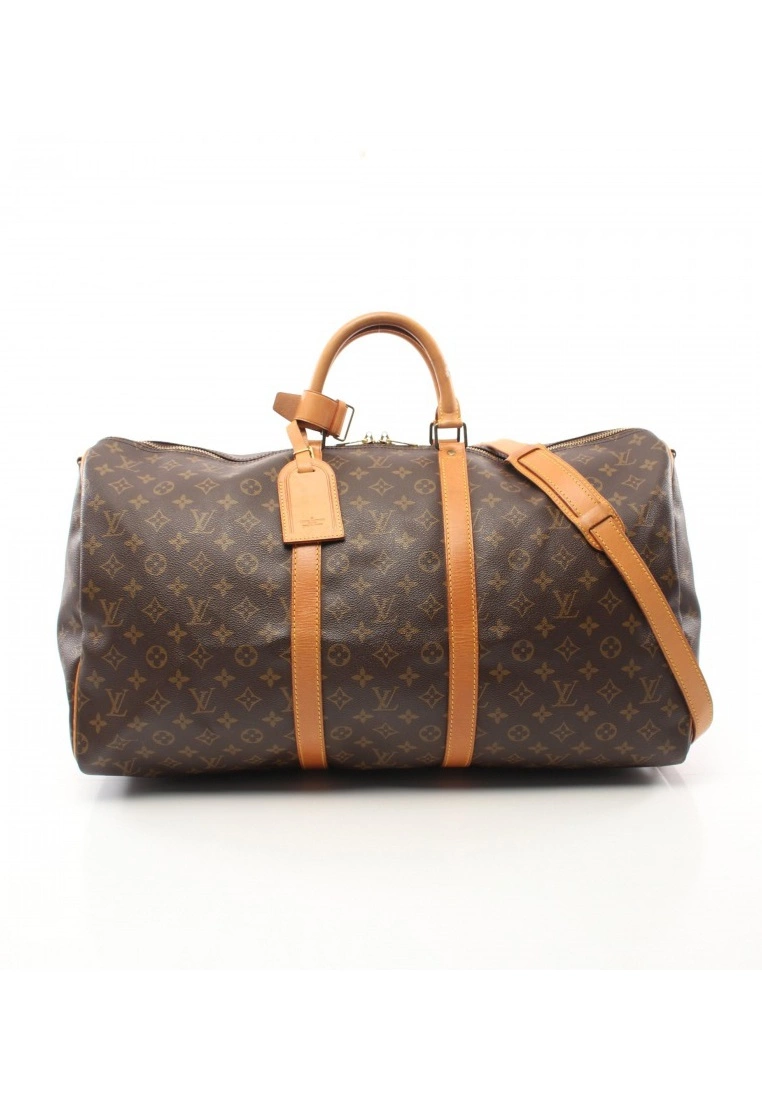 Pre-loved LOUIS VUITTON Keepall Bandouliere55 Classic Monogram Duffle Bag PVC Genuine Leather Brown 2 Way Style 3 Pre-loved LOUIS VUITTON Keepall Bandouliere55 Classic Monogram Duffle Bag PVC Genuine Leather Brown 2 Way Style