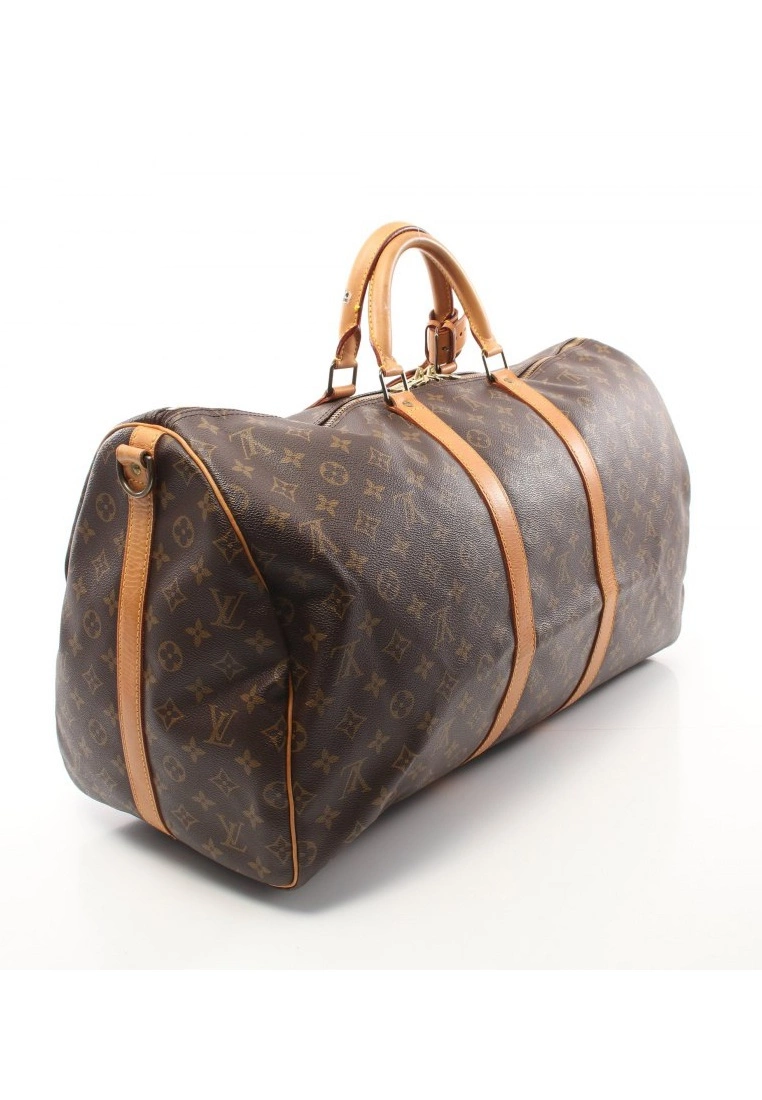 Pre-loved LOUIS VUITTON Keepall Bandouliere55 Classic Monogram Duffle Bag PVC Genuine Leather Brown 2 Way Style 4 Pre-loved LOUIS VUITTON Keepall Bandouliere55 Classic Monogram Duffle Bag PVC Genuine Leather Brown 2 Way Style - Image 2