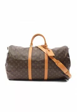 Pre-loved LOUIS VUITTON Keepall Bandouliere55 Classic Monogram Duffle Bag PVC Genuine Leather Brown 2 Way Style