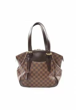 Pre-loved LOUIS VUITTON Verona GM Black chessboard Shoulder Bag PVC Genuine Leather Brown