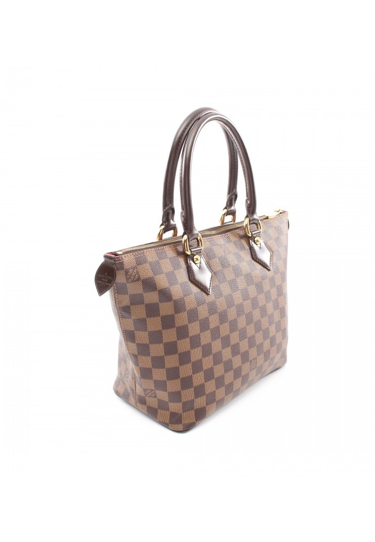 Pre-loved LOUIS VUITTON Saleya PM Black chessboard Handbag Tote Bag PVC Genuine Leather Brown 4 Pre-loved LOUIS VUITTON Saleya PM Black chessboard Handbag Tote Bag PVC Genuine Leather Brown - Image 2