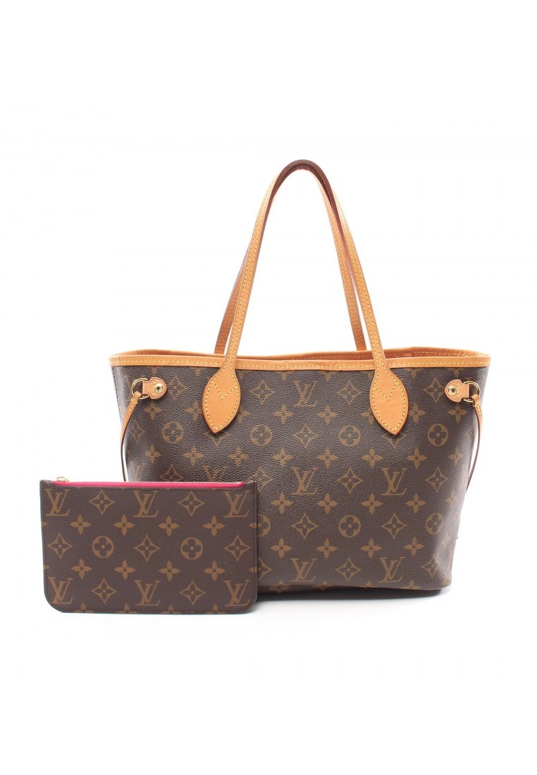 Pre-loved LOUIS VUITTON Neverfull PM Classic Monogram Pivot peony red Handbag Tote Bag PVC Genuine Leather Brown 3 Pre-loved LOUIS VUITTON Neverfull PM Classic Monogram Pivot peony red Handbag Tote Bag PVC Genuine Leather Brown