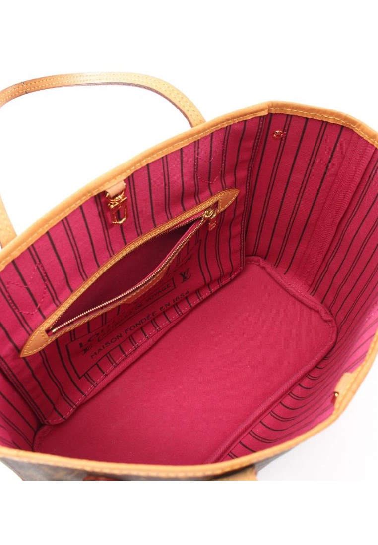 Pre-loved LOUIS VUITTON Neverfull PM Classic Monogram Pivot peony red Handbag Tote Bag PVC Genuine Leather Brown 5 Pre-loved LOUIS VUITTON Neverfull PM Classic Monogram Pivot peony red Handbag Tote Bag PVC Genuine Leather Brown - Image 3