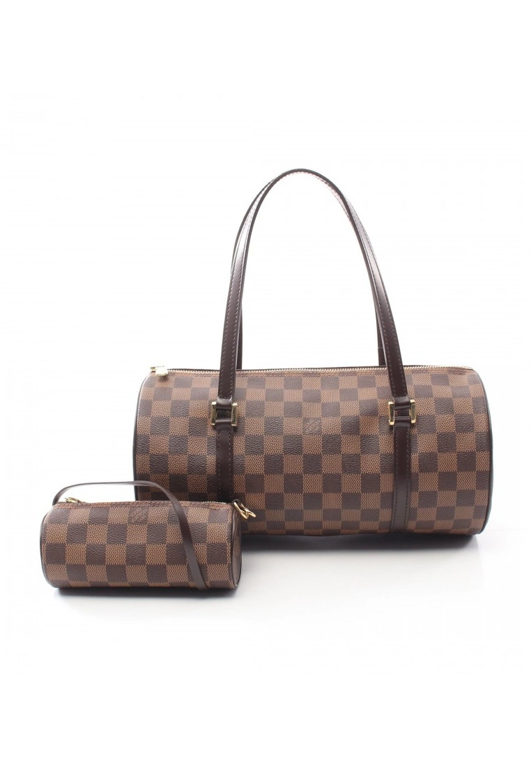 Pre-loved LOUIS VUITTON Papillon30 Black chessboard Handbag PVC Genuine Leather Brown 3 Pre-loved LOUIS VUITTON Papillon30 Black chessboard Handbag PVC Genuine Leather Brown