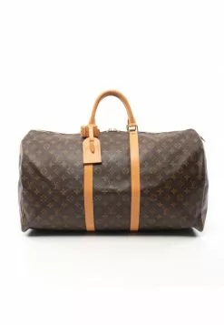 Pre-loved LOUIS VUITTON Keepall55 Classic Monogram Duffle Bag PVC Genuine Leather Brown