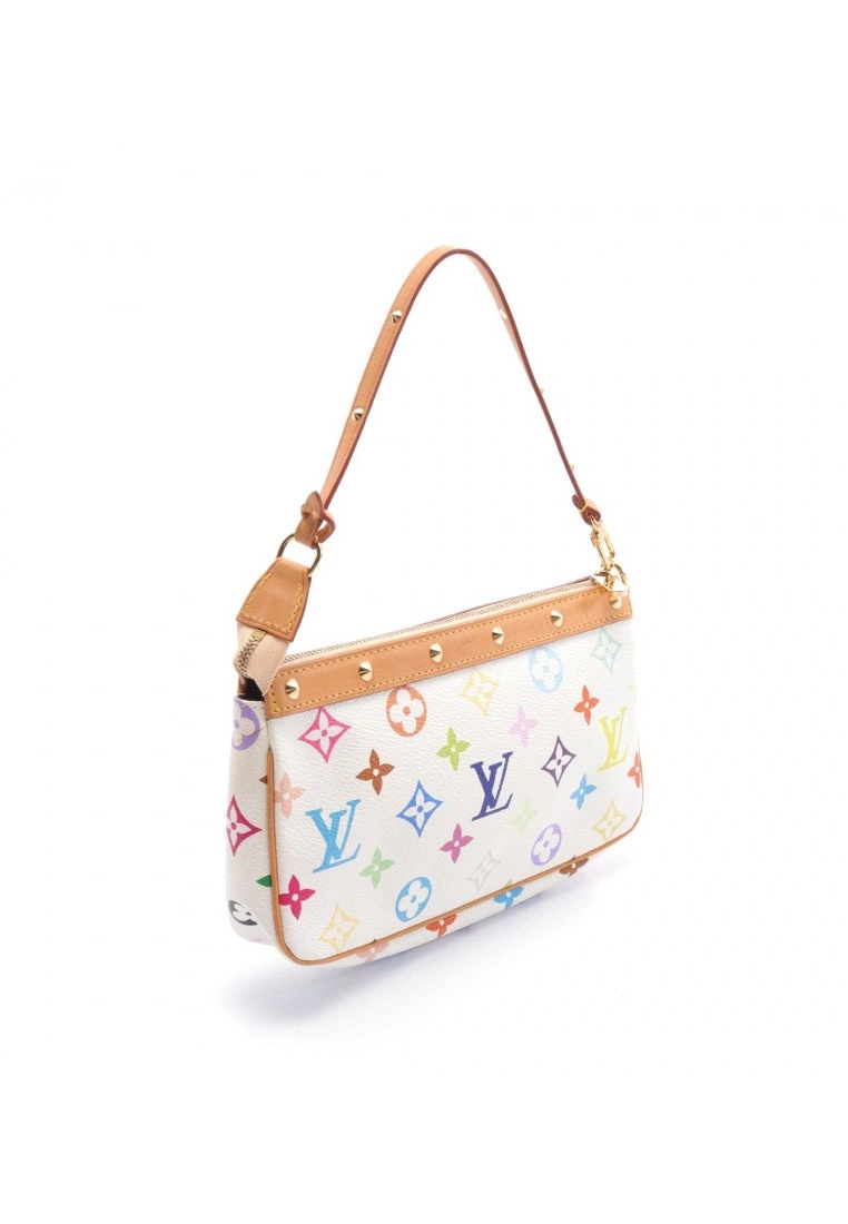 Pre-loved LOUIS VUITTON Pochette Accessoires Classic Monogram multi white Handbag PVC Genuine Leather white 4 Pre-loved LOUIS VUITTON Pochette Accessoires Classic Monogram multi white Handbag PVC Genuine Leather white - Image 2