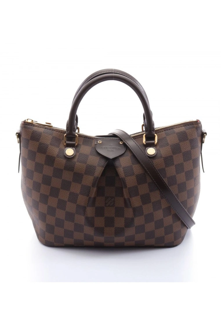 Pre-loved LOUIS VUITTON Siena PM Black chessboard Handbag PVC Genuine Leather Brown 2 Way Style 3 Pre-loved LOUIS VUITTON Siena PM Black chessboard Handbag PVC Genuine Leather Brown 2 Way Style