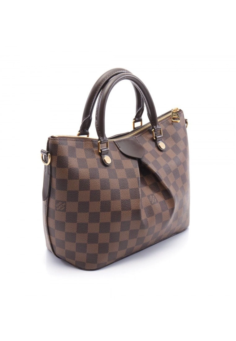 Pre-loved LOUIS VUITTON Siena PM Black chessboard Handbag PVC Genuine Leather Brown 2 Way Style 4 Pre-loved LOUIS VUITTON Siena PM Black chessboard Handbag PVC Genuine Leather Brown 2 Way Style - Image 2