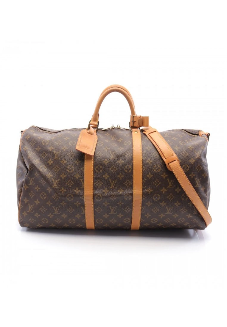 Pre-loved LOUIS VUITTON Keepall Bandouliere55 Classic Monogram Duffle Bag PVC Genuine Leather Brown 2 Way Style 3 Pre-loved LOUIS VUITTON Keepall Bandouliere55 Classic Monogram Duffle Bag PVC Genuine Leather Brown 2 Way Style