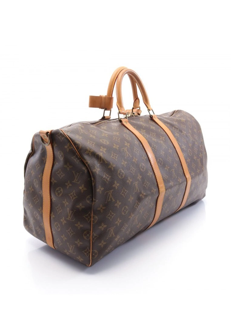 Pre-loved LOUIS VUITTON Keepall Bandouliere55 Classic Monogram Duffle Bag PVC Genuine Leather Brown 2 Way Style 4 Pre-loved LOUIS VUITTON Keepall Bandouliere55 Classic Monogram Duffle Bag PVC Genuine Leather Brown 2 Way Style - Image 2