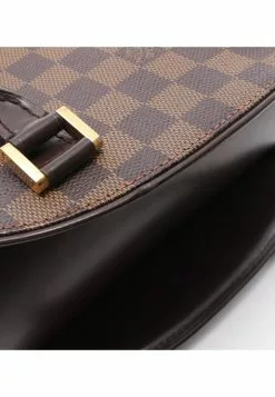 Pre-loved LOUIS VUITTON Sarria Saw Black chessboard Handbag PVC Genuine Leather Brown -Louis Vuitton Shop louis vuitton 8792 8681636 7