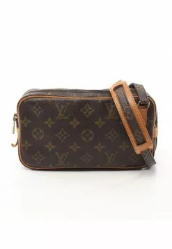Pre-loved LOUIS VUITTON marly Bandouliere Horizontal Classic Monogram Shoulder Bag PVC Genuine Leather Brown