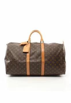 Pre-loved LOUIS VUITTON Keepall55 Classic Monogram Duffle Bag PVC Genuine Leather Brown