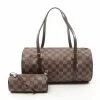 Pre-loved LOUIS VUITTON Papillon30 Black chessboard Handbag PVC Genuine Leather Brown