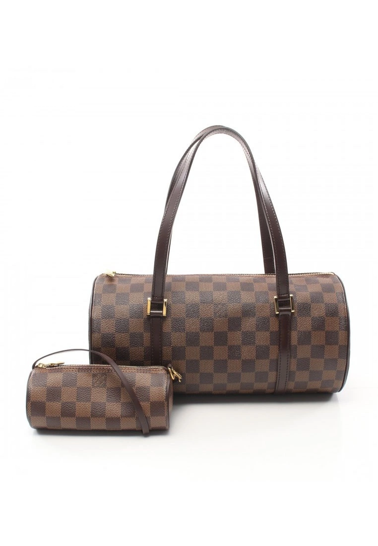 Pre-loved LOUIS VUITTON Papillon30 Black chessboard Handbag PVC Genuine Leather Brown 3 Pre-loved LOUIS VUITTON Papillon30 Black chessboard Handbag PVC Genuine Leather Brown