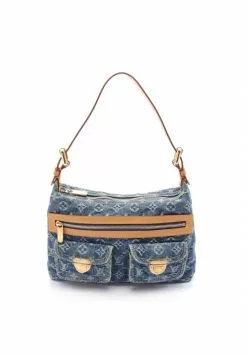 Pre-loved LOUIS VUITTON Baggy PM Old denim Shoulder Bag Genuine Leather Blue