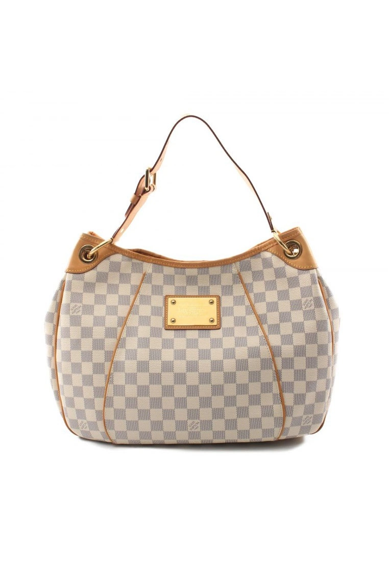 Pre-loved LOUIS VUITTON Galleria PM white checkered single Shoulder Bag PVC Genuine Leather white 3 Pre-loved LOUIS VUITTON Galleria PM white checkered single Shoulder Bag PVC Genuine Leather white