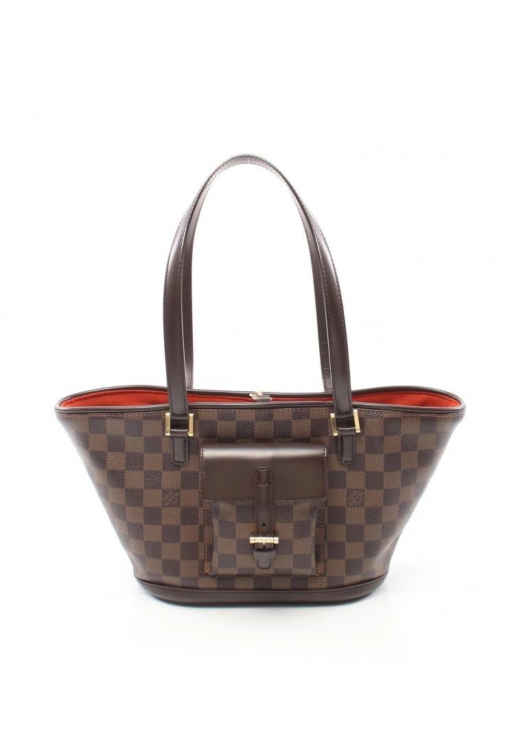 Pre-loved LOUIS VUITTON Manosque PM Black chessboard Shoulder Bag Tote Bag PVC Genuine Leather Brown 3 Pre-loved LOUIS VUITTON Manosque PM Black chessboard Shoulder Bag Tote Bag PVC Genuine Leather Brown