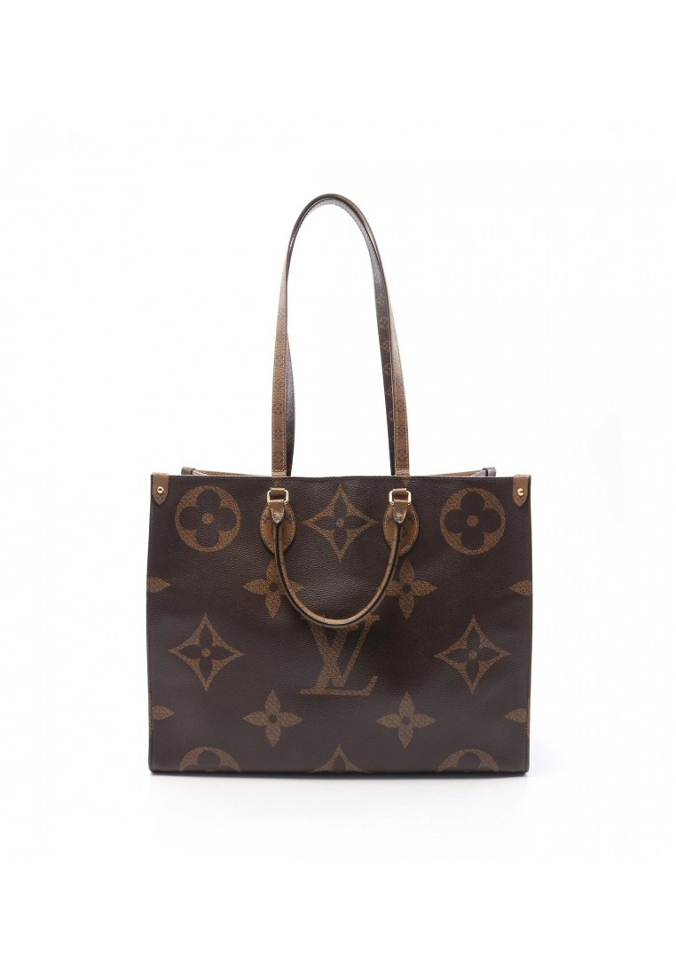 Pre-loved LOUIS VUITTON OnTheGo GM Old Flower Giant Reverse Shoulder Bag Tote Bag PVC Brown Beige 2 Way Style 3 Pre-loved LOUIS VUITTON OnTheGo GM Old Flower Giant Reverse Shoulder Bag Tote Bag PVC Brown Beige 2 Way Style
