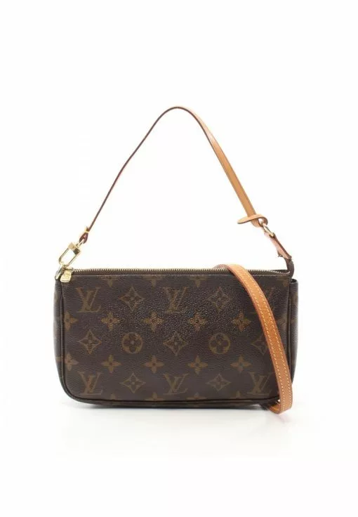 Pre-loved LOUIS VUITTON Pochette Accessoires Classic Monogram Handbag PVC Genuine Leather Brown 2 Way Style With Extra Bag Strap -Louis Vuitton Shop louis vuitton 9151 2288736 1