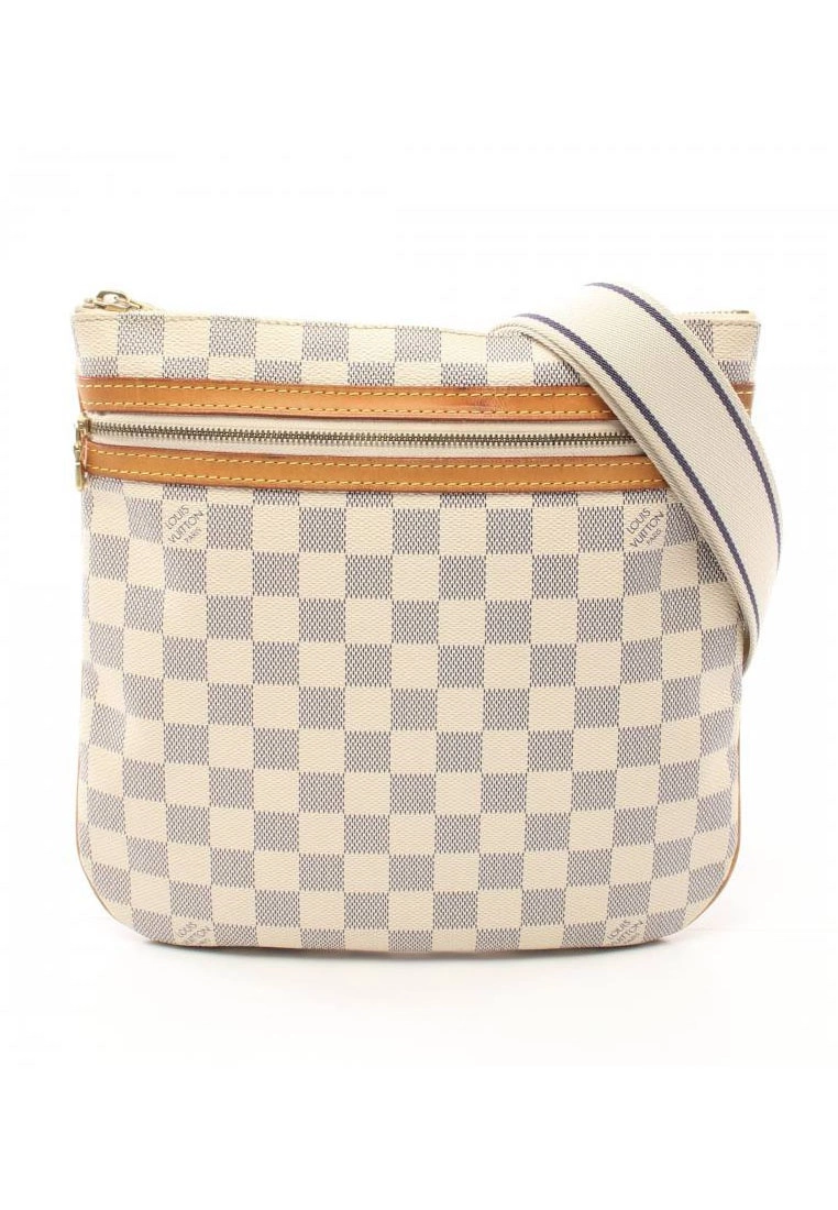 Pre-loved LOUIS VUITTON Pochette Bosphore white checkered Shoulder Bag PVC Genuine Leather white 3 Pre-loved LOUIS VUITTON Pochette Bosphore white checkered Shoulder Bag PVC Genuine Leather white