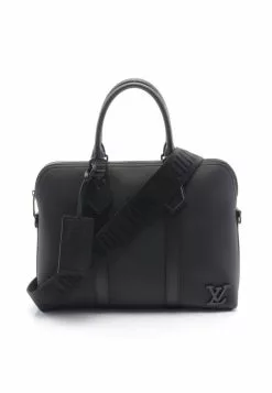 Pre-loved LOUIS VUITTON Takeoff AEROGRAM Black briefcase Business package Grainy skin Black 2 Way Style