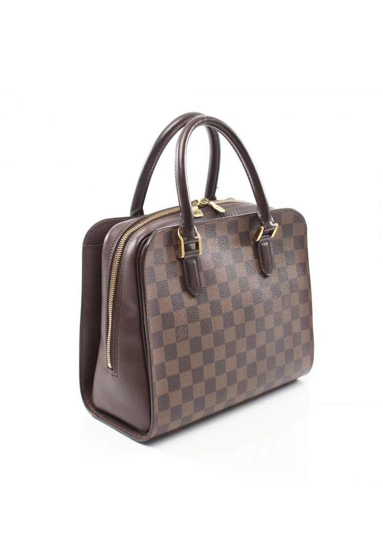 Pre-loved LOUIS VUITTON Triana Black chessboard Handbag PVC Genuine Leather Brown 4 Pre-loved LOUIS VUITTON Triana Black chessboard Handbag PVC Genuine Leather Brown - Image 2