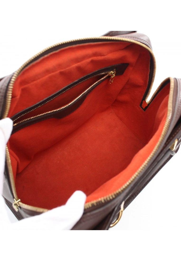 Pre-loved LOUIS VUITTON Triana Black chessboard Handbag PVC Genuine Leather Brown 5 Pre-loved LOUIS VUITTON Triana Black chessboard Handbag PVC Genuine Leather Brown - Image 3