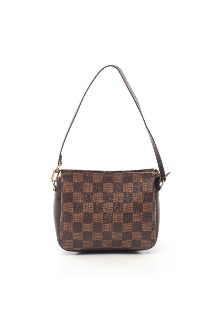 Pre-loved LOUIS VUITTON Trousse Make Up Black chessboard Handbag PVC Genuine Leather Brown 3 Pre-loved LOUIS VUITTON Trousse Make Up Black chessboard Handbag PVC Genuine Leather Brown