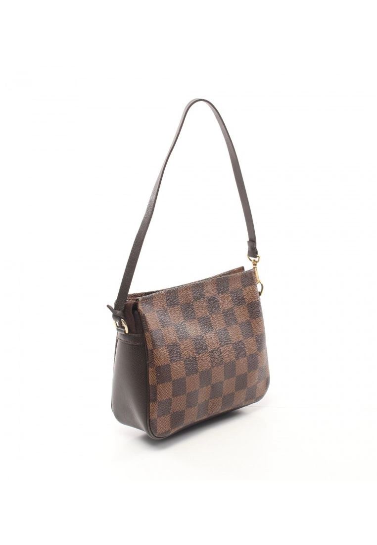 Pre-loved LOUIS VUITTON Trousse Make Up Black chessboard Handbag PVC Genuine Leather Brown 4 Pre-loved LOUIS VUITTON Trousse Make Up Black chessboard Handbag PVC Genuine Leather Brown - Image 2