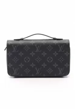 Pre-loved LOUIS VUITTON Zippy XL Monogram Eclipse Long round zipper Wallet PVC Genuine Leather Black