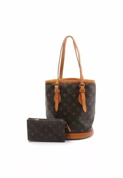 Pre-loved LOUIS VUITTON bucket PM clutch PVC Leatherwear Brown