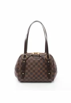 Pre-loved LOUIS VUITTON Livington PM Checkered Ebony Shoulder Bag PVC Leatherwear Brown