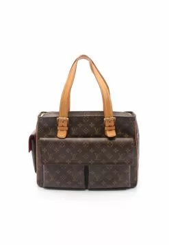 Pre-loved LOUIS VUITTON Multiple cite Classic Monogram Handbag PVC Genuine Leather Brown